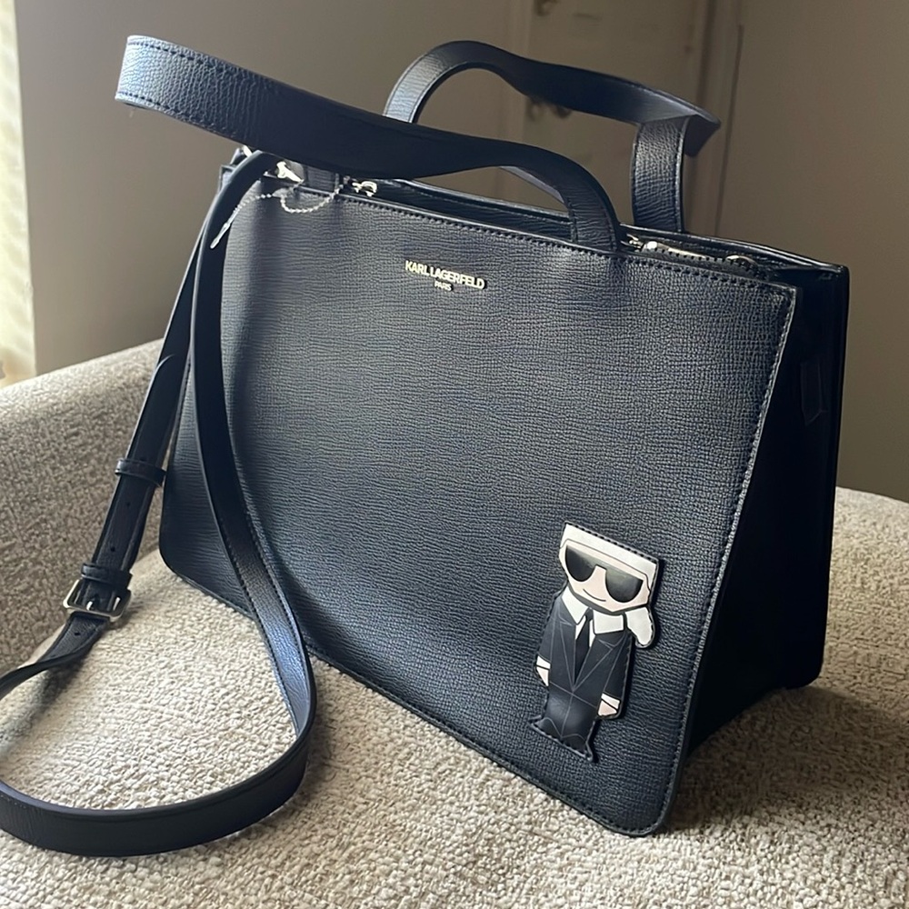 Karl Lagerfeld Black Tote with Iconic Figure